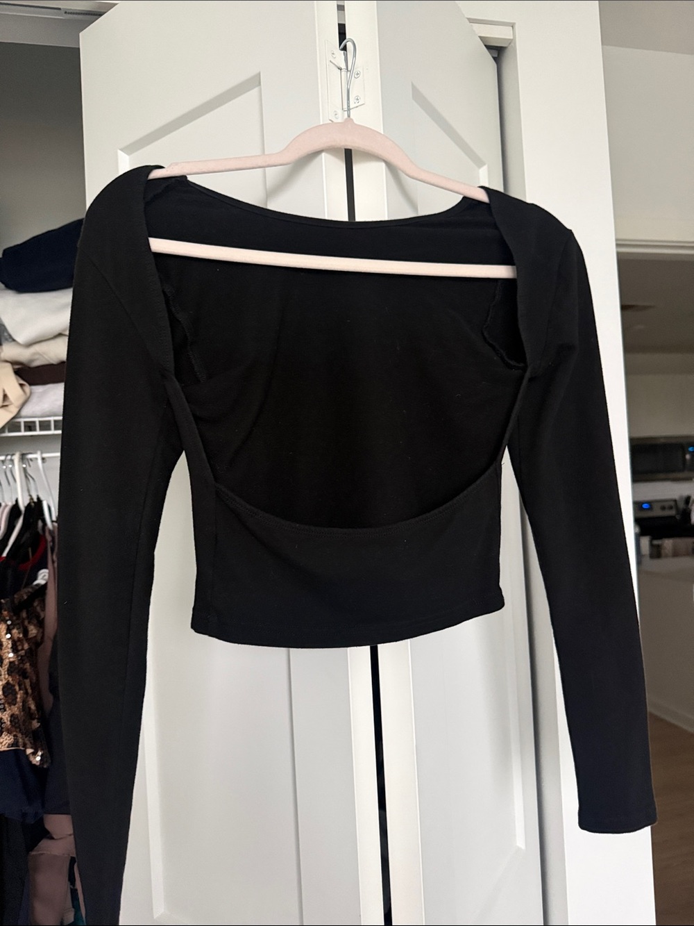 Edikted Black Backless Long-Sleeve Top